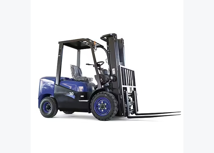 Diesel forklift moving palletized materials across uneven outdoor access routes
