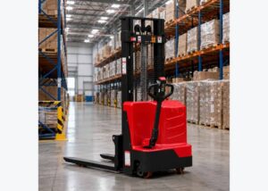 1.5 ton electric stacker prepared for lift-height and aisle-planning review