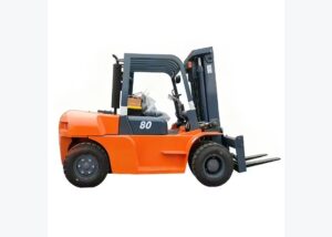 Diesel forklift prepared for container loading and outdoor dock work