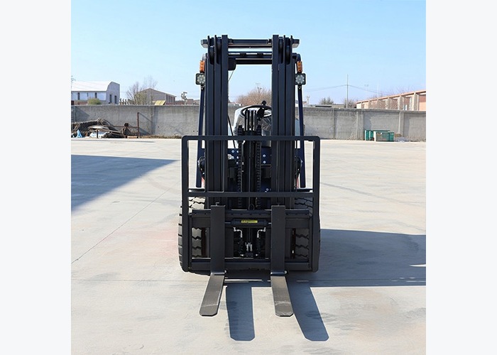 Diesel forklift staged near ramp access for safe loading route planning