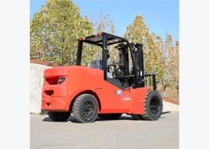Diesel forklift parked for radiator and engine temperature inspection