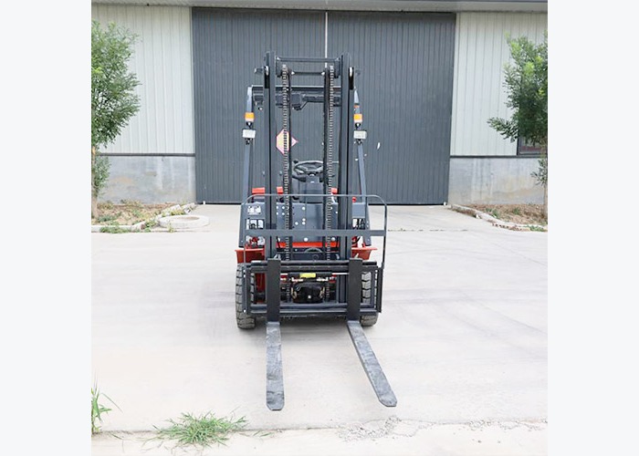 Warehouse battery charging zone with electric forklift parking and ventilation awareness