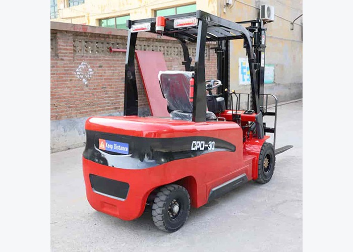 Electric forklift checked after maintenance before returning to warehouse work