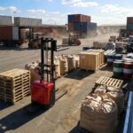 Electric stacker parked for battery maintenance and charging routine review