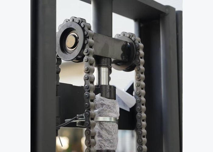 Warehouse stacker positioned for charging-routine and pallet-flow evaluation